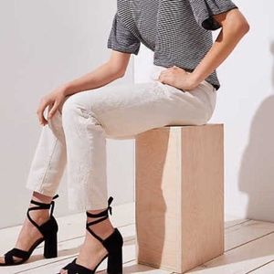 LOFT Khaki Pants with Embroidered Sides